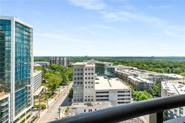 a view of a city from a balcony