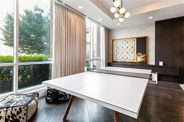 a living room with a large window