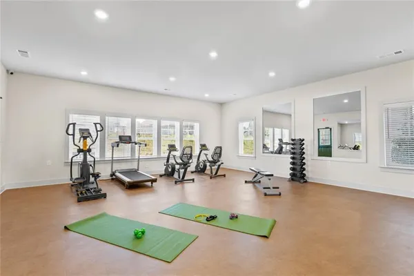 a view of a room with gym equipment