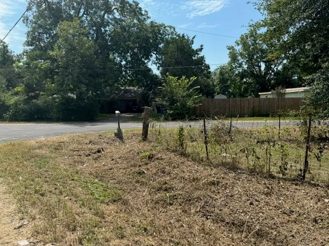 a view of a yard with a slide