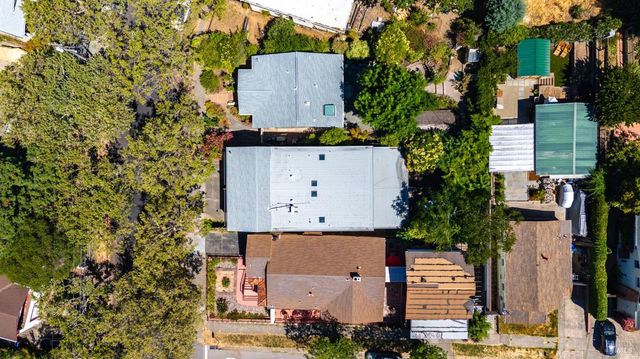 an aerial view of a house
