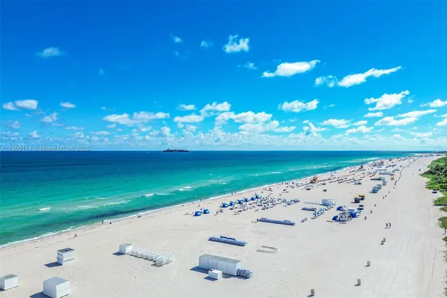 a view of an ocean and beach