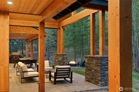 a outdoor living space with patio furniture and a potted plant