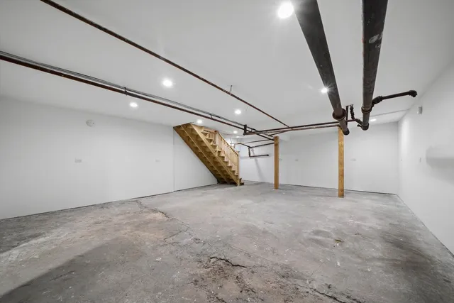 a view of gym with garage