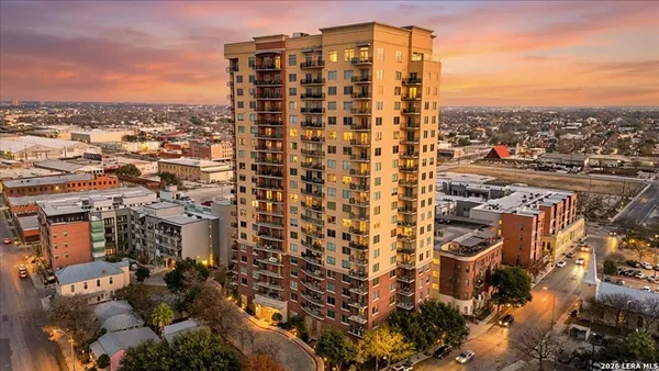 a view of a city with tall buildings