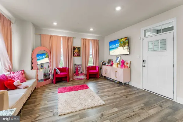 a bedroom with furniture and a bed