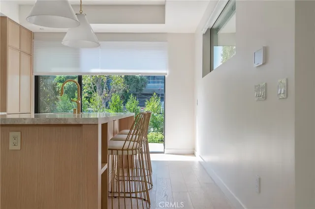 an aerial view of a city with parking space