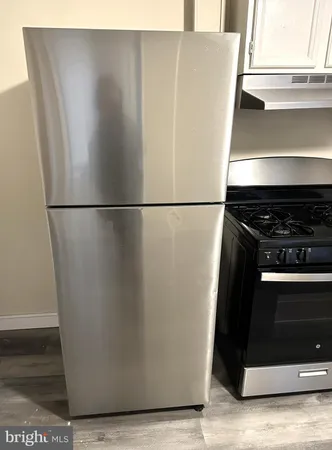 a close view of a refrigerator in kitchen