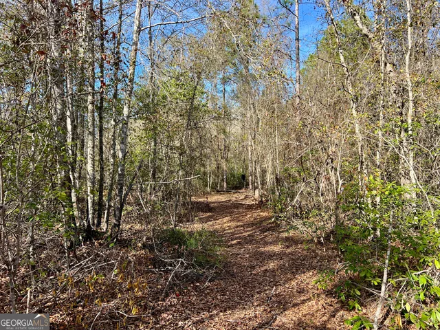 a view of a yard with wooden fence
