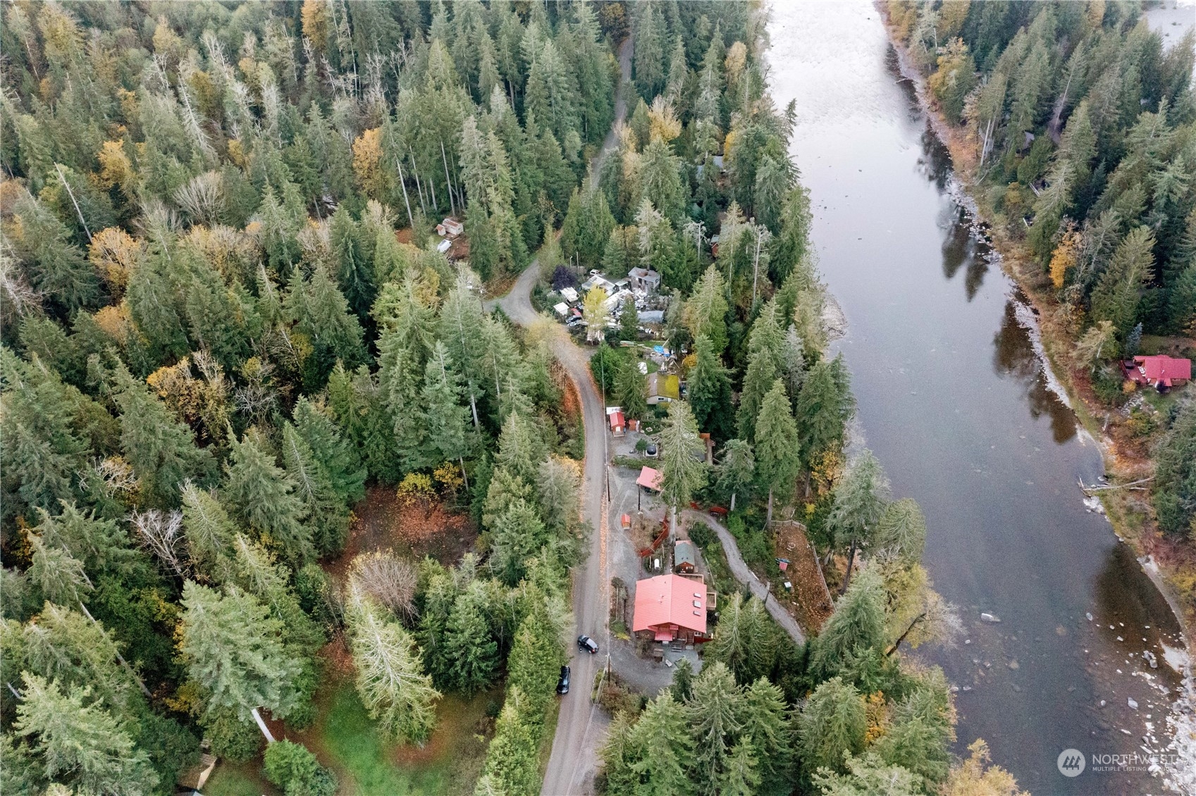 52202 South Riverside Road Gold Bar, WA 98251 - Photo 3 of 17 an aerial view of residential house with outdoor space and trees all around