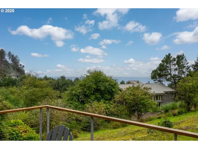 a view of a city and a yard