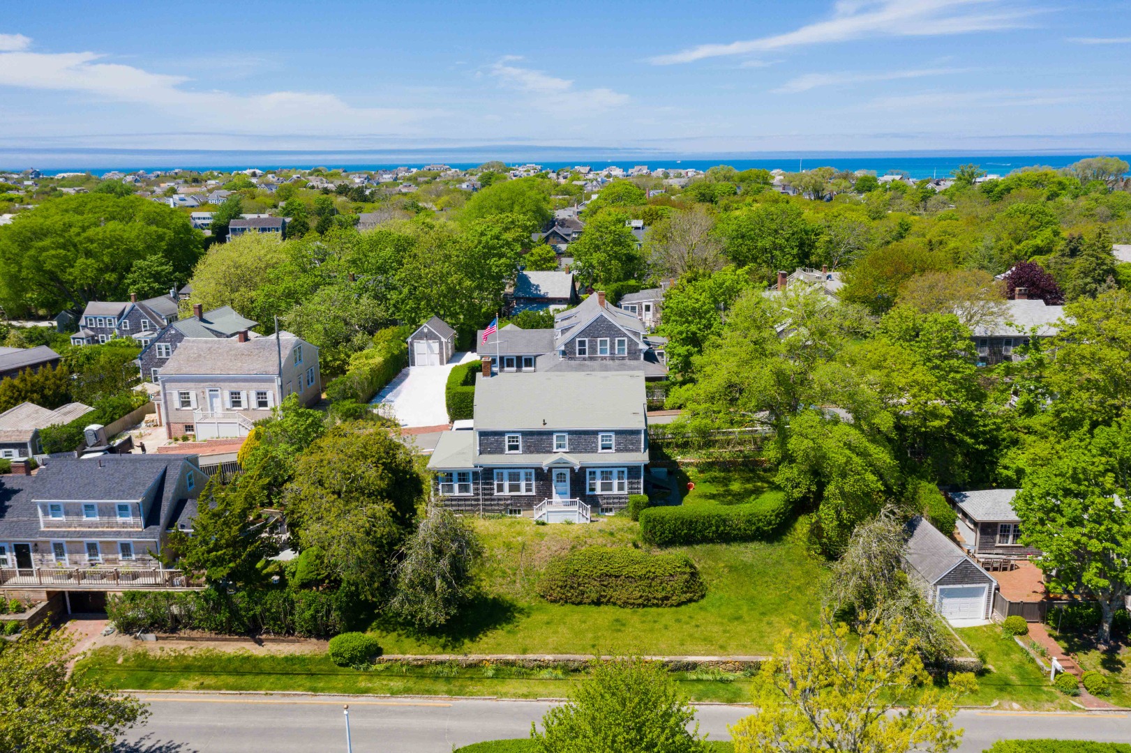 35 West Chester Street Nantucket, MA 02554 - Photo 1 of 14 an aerial view of a house with a yard basket ball court and outdoor seating