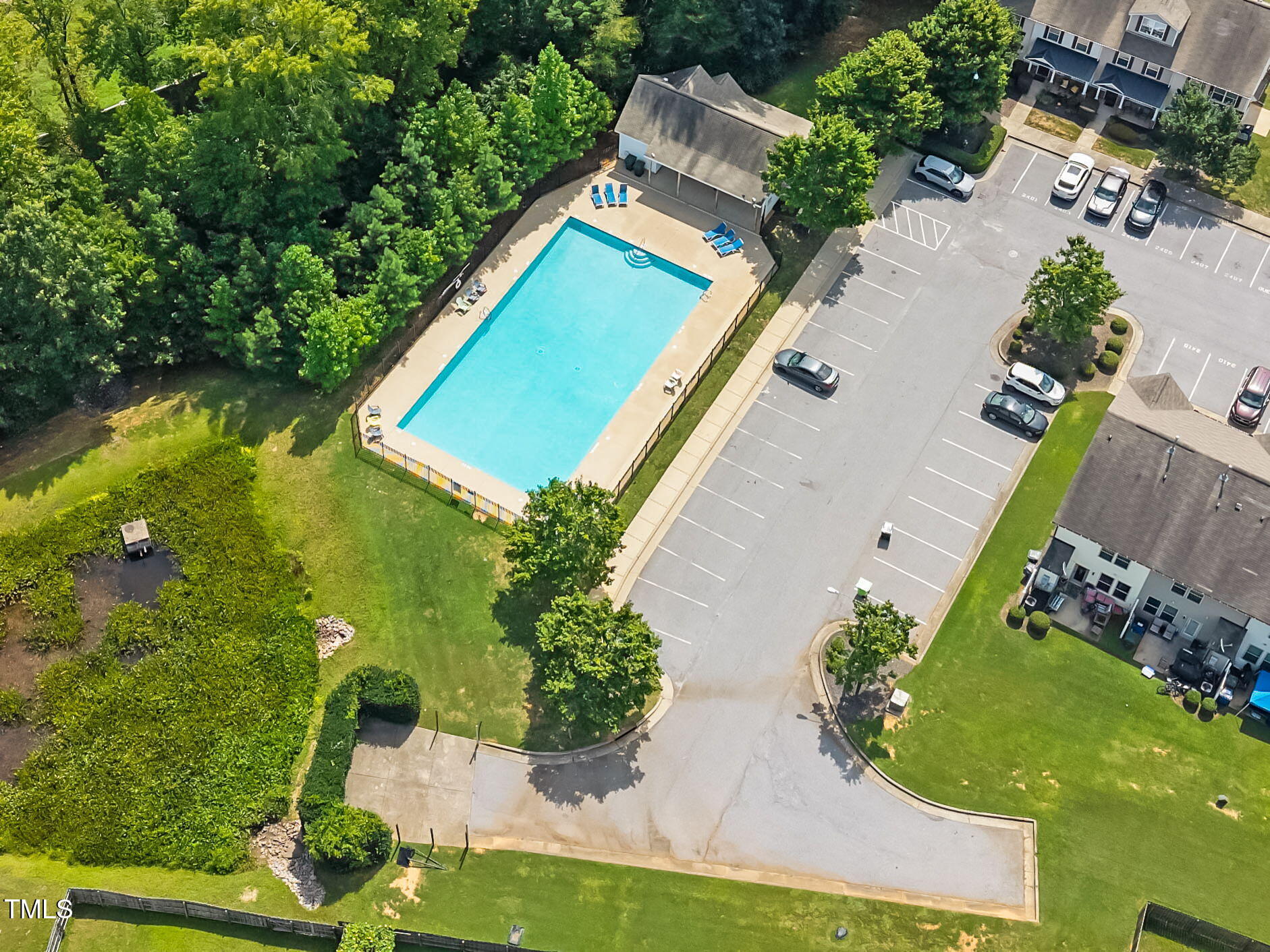 2310 Shepherd Valley Street Raleigh, NC 27610 - Photo 22 of 27 an aerial view of a house with a garden and swimming pool