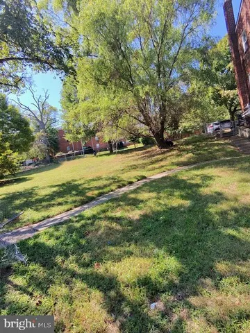 a view of a field with an trees