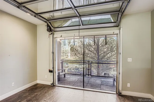 a view of a glass door