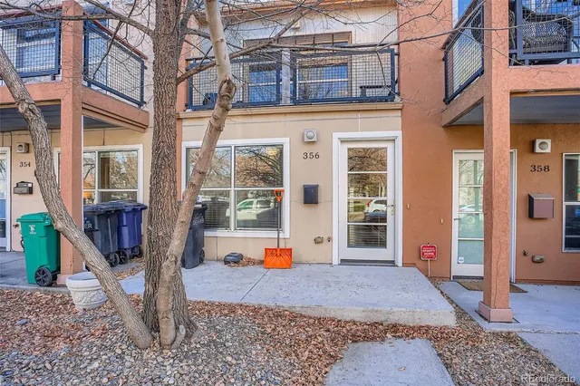 a front view of a building with glass door