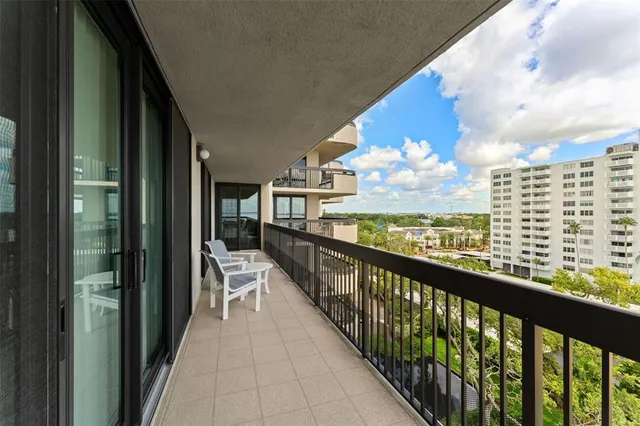 a city view from a balcony