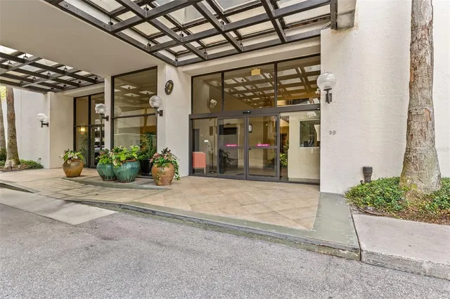 a view of a building entrance