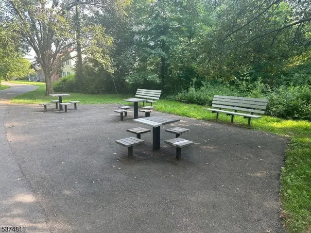 a view of a park with slide