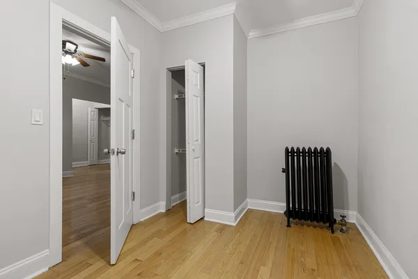 an empty room with a door