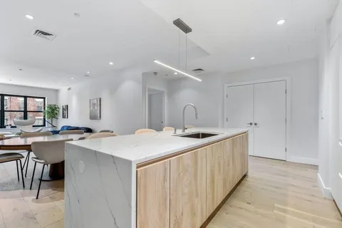 a kitchen with lots of counter top space