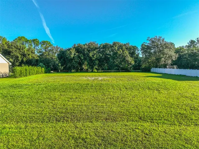 a view of a green field with clear sky