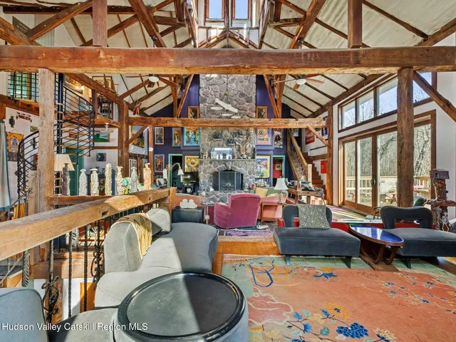 a living room with a couch and a table