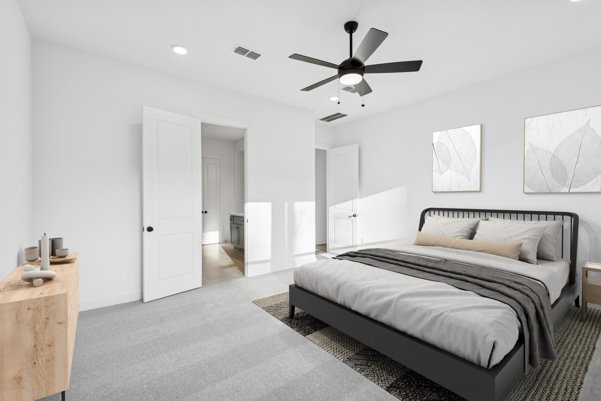 15714 Terracotta Terrace Lane Conroe, TX 77302 - Photo 6 of 47 a spacious bedroom with a bed and a chandelier