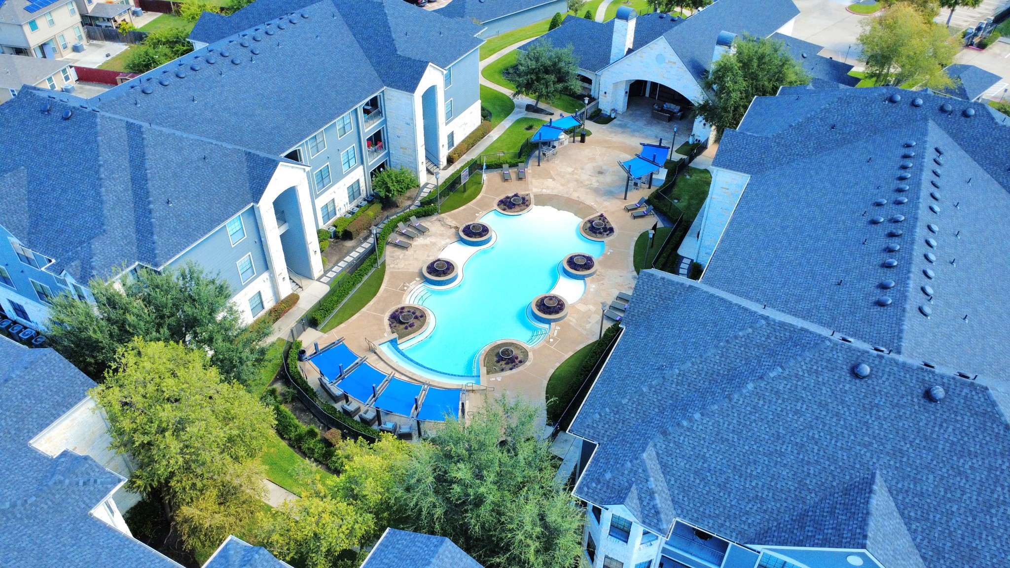 an aerial view of a house