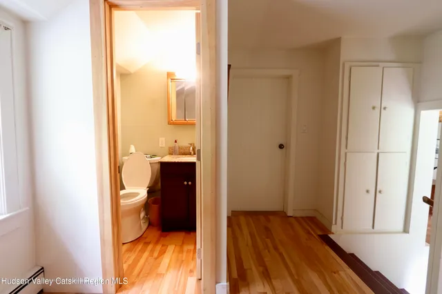 a view of a bathroom from a bathroom