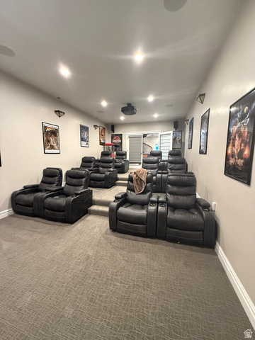 3145 South 500 West Vernal, UT 84078 - Photo 25 of 64 Home theater room with carpet and recessed lighting