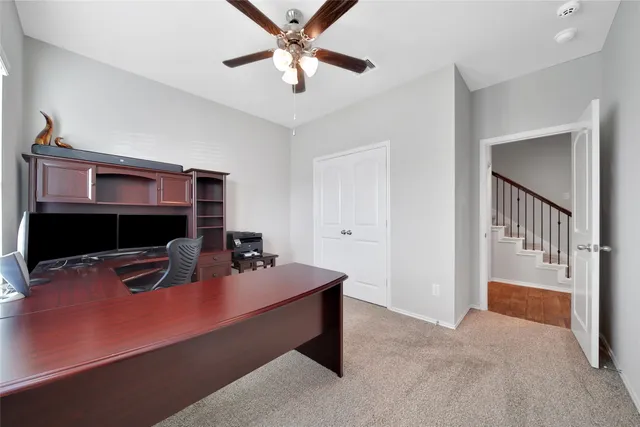 a room with furniture and a fireplace