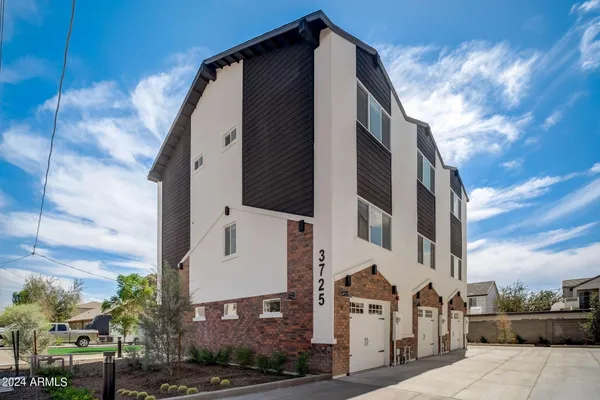 a view of a large white building
