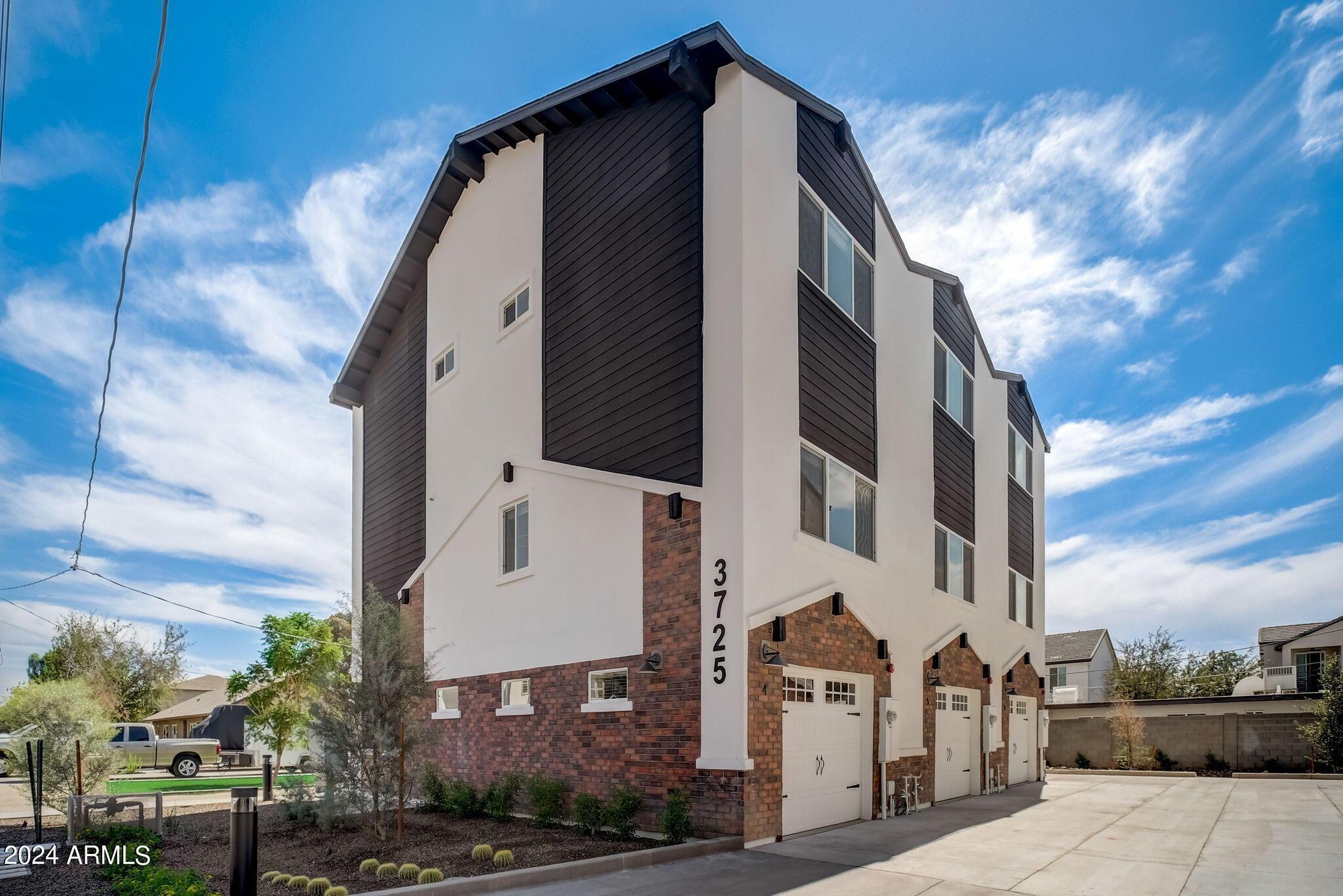 a view of a large white building