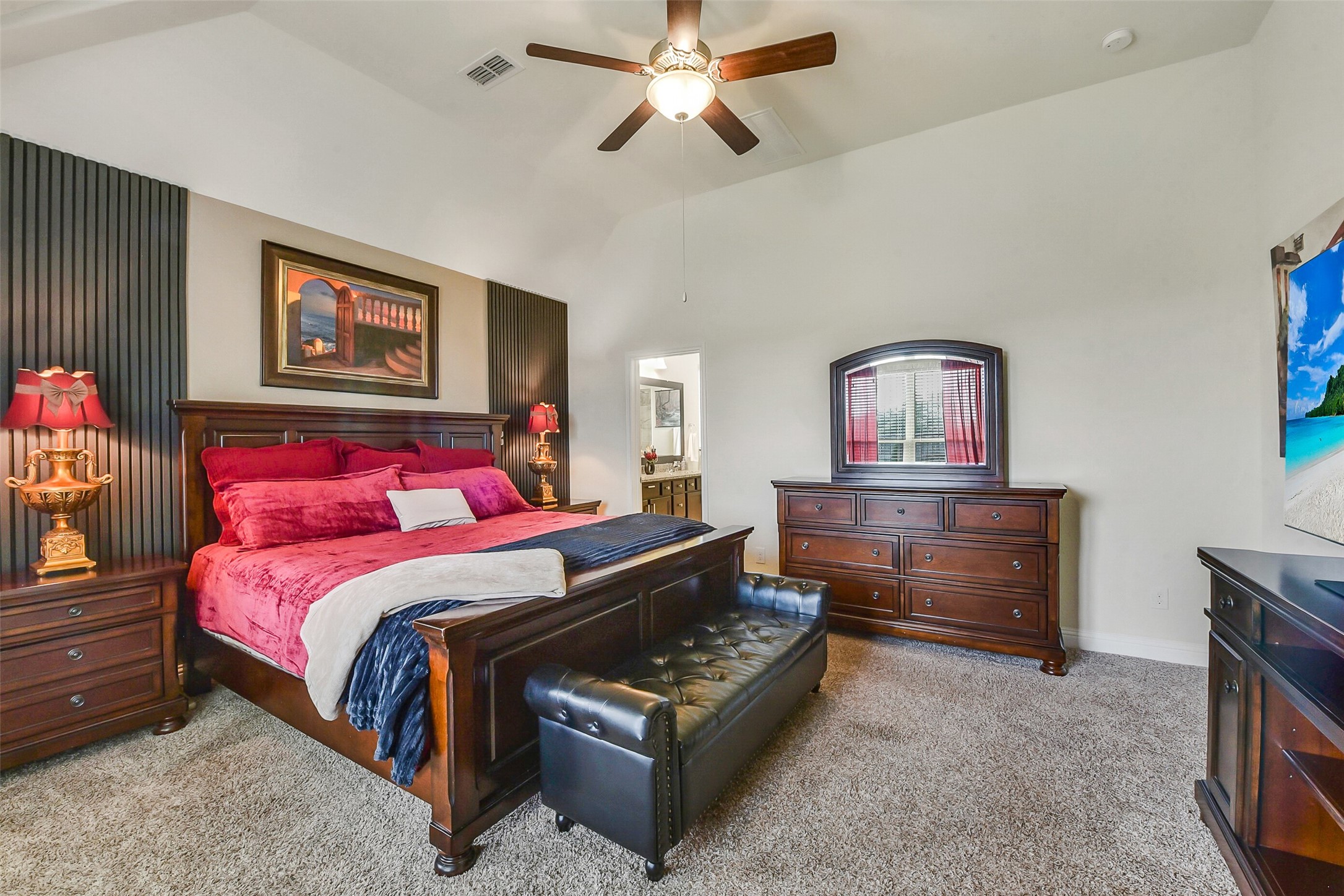 9519 Carson Lane Rosharon, TX 77583 - Photo 23 of 39 a bedroom with a bed and wooden floor