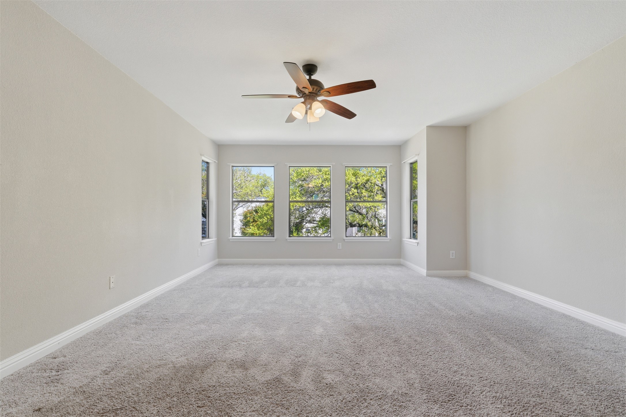 1715 Ruthie Run Cedar Park, TX 78613 - Photo 16 of 25 Spacious primary bedroom, carpet, natural light and a ceiling fan.