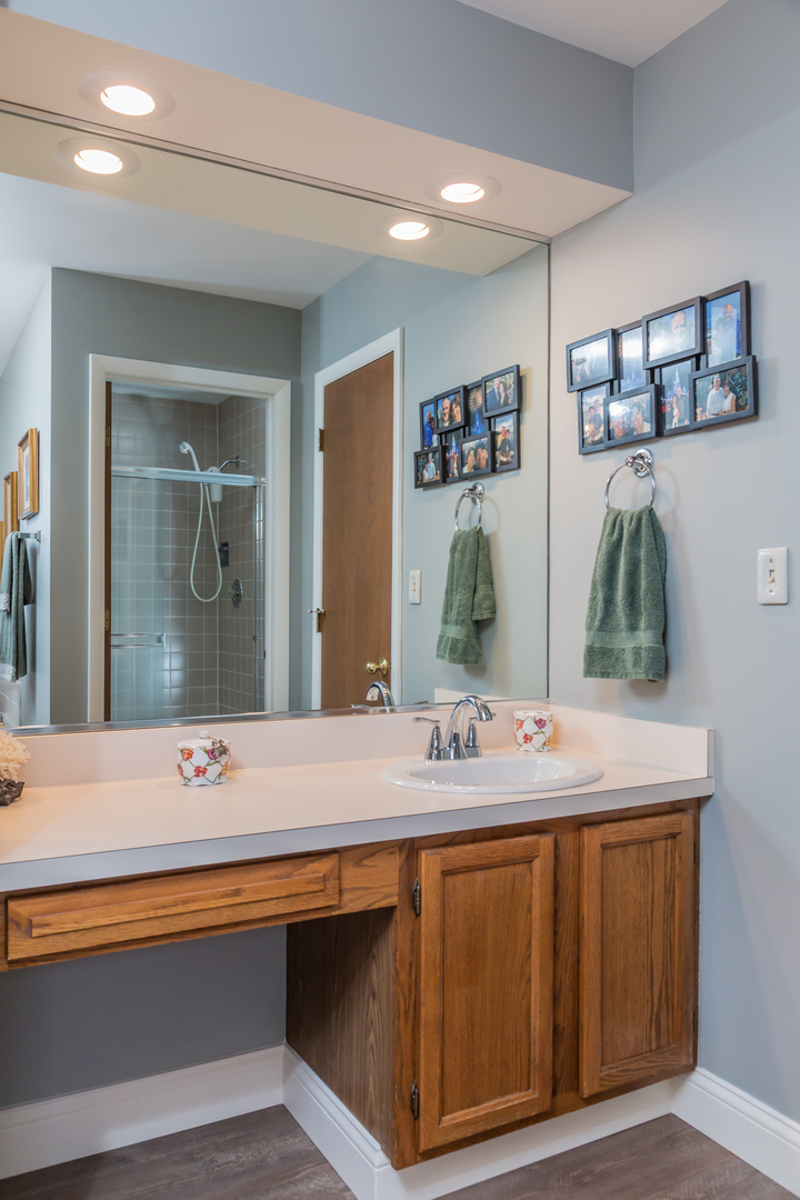 848 Kent Circle Bartlett, IL 60103 - Photo 17 of 23 a bathroom with a sink and a mirror