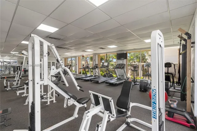 a view of a room with gym equipment