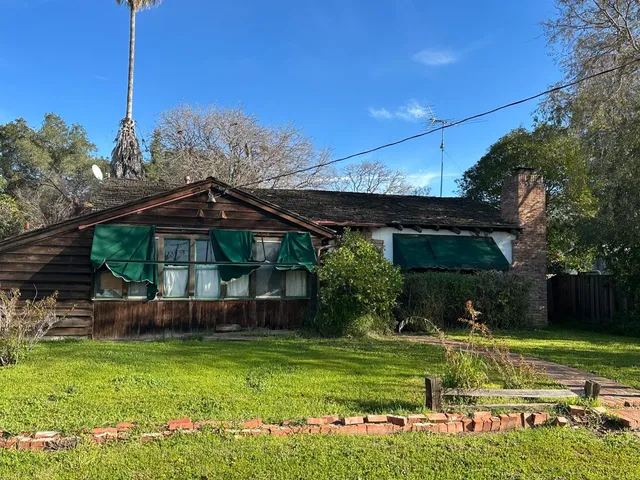 a view of a backyard with plants