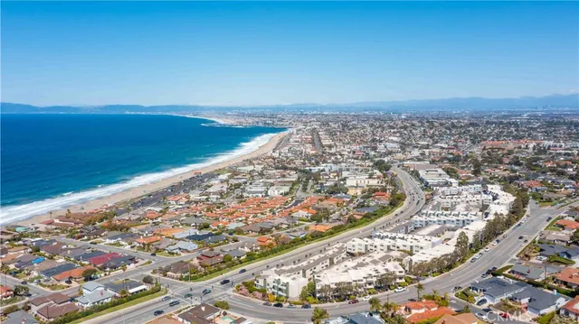 an aerial view of beach and ocean