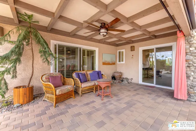 a outdoor living space with furniture