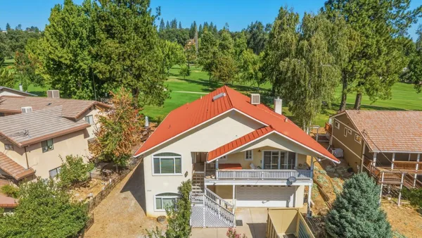 an aerial view of a house