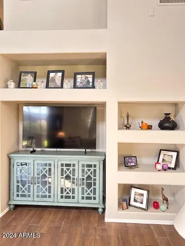 a view of kitchen with wooden floor