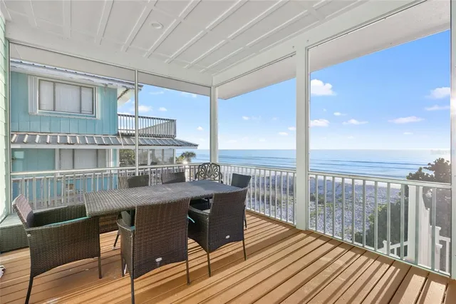 a view of ocean from a balcony