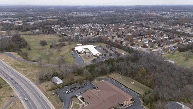 an aerial view of a house