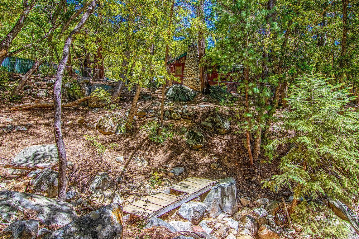 25670 Glen Road Idyllwild, CA 92549 - Photo 49 of 66 a backyard of a house with lots of plants and large trees