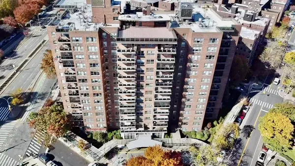 an aerial view of a building
