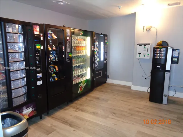 a view of a room with shelves