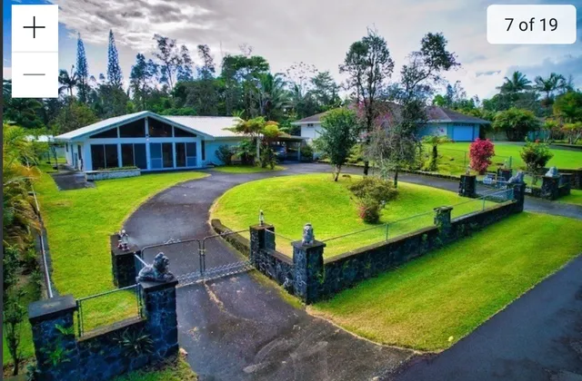 a view of a swimming pool with a garden