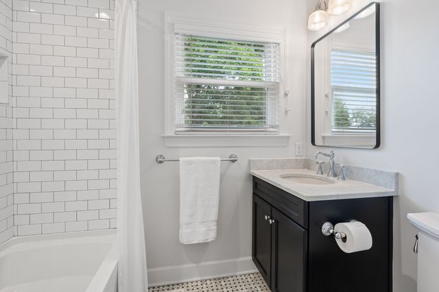 a bathroom with a bathtub